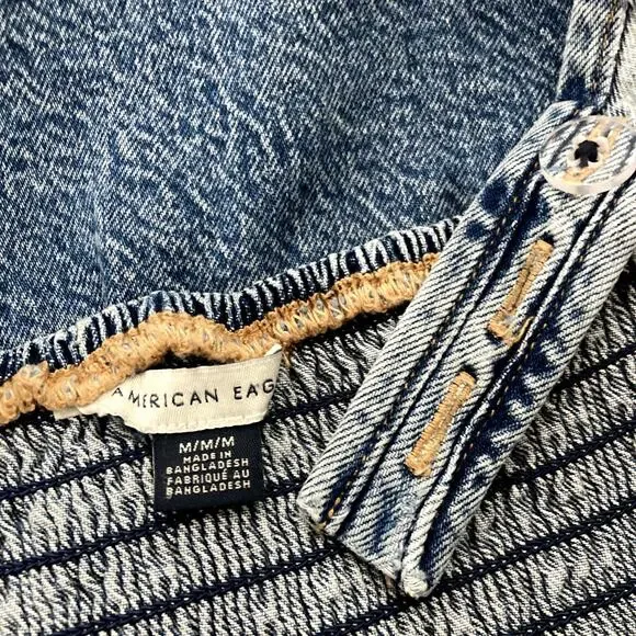 American Eagle AE Corset Button Up Denim Mini Dress Medium - Picture 4 of 6